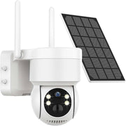 Caméra PTZ WiFi 4MP, solaire 1080P, extérieur, longue autonomie.