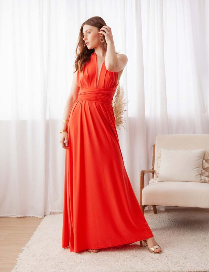 OLYMPIA ORANGE MULTIPOSITION – Robe Élégante & Fluide